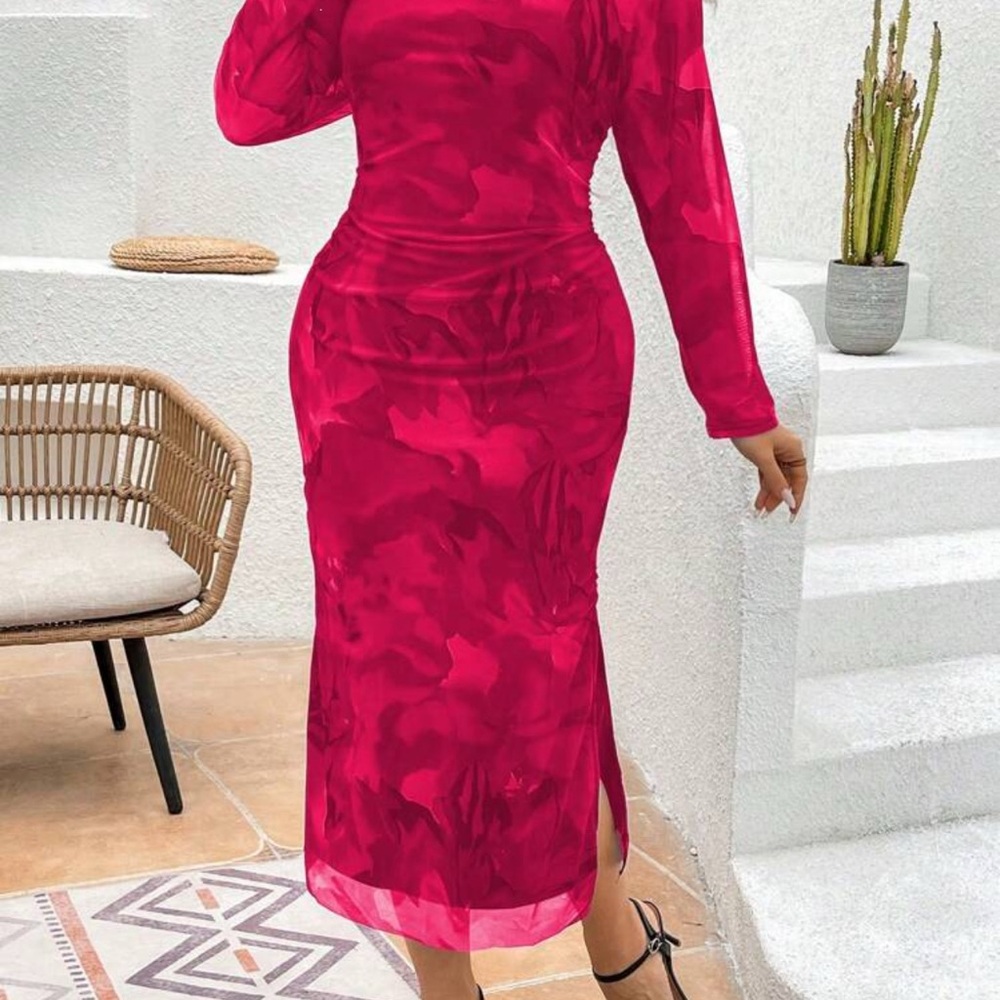 SHEIN Pink Long Sleeve Dress